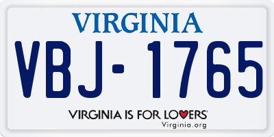 VA license plate VBJ1765