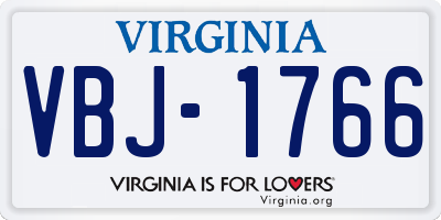 VA license plate VBJ1766