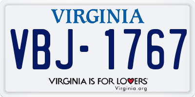 VA license plate VBJ1767