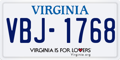 VA license plate VBJ1768