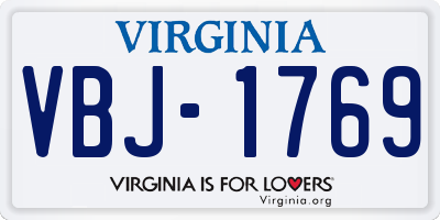 VA license plate VBJ1769