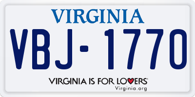 VA license plate VBJ1770
