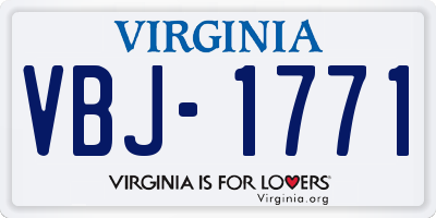 VA license plate VBJ1771