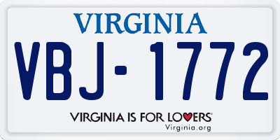 VA license plate VBJ1772