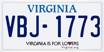 VA license plate VBJ1773