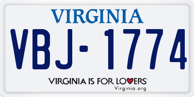VA license plate VBJ1774
