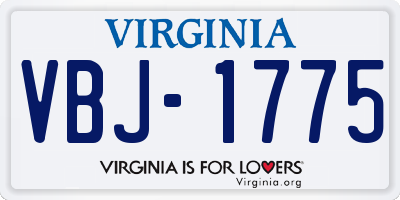 VA license plate VBJ1775