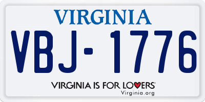 VA license plate VBJ1776