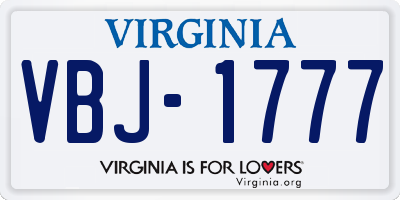 VA license plate VBJ1777