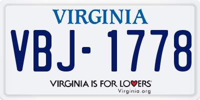 VA license plate VBJ1778