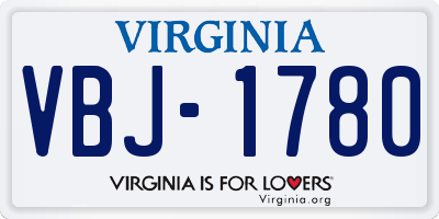 VA license plate VBJ1780