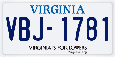 VA license plate VBJ1781