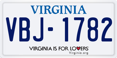 VA license plate VBJ1782