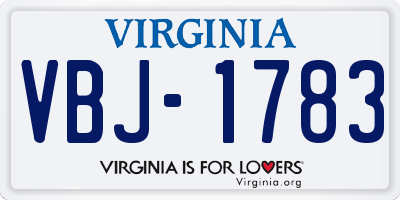 VA license plate VBJ1783