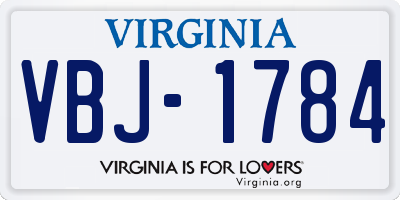 VA license plate VBJ1784
