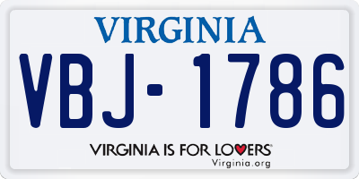 VA license plate VBJ1786