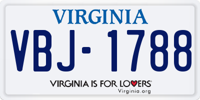VA license plate VBJ1788