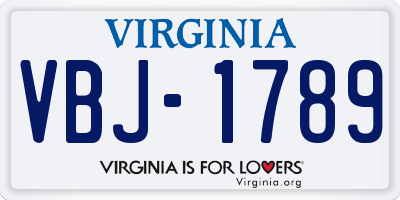 VA license plate VBJ1789