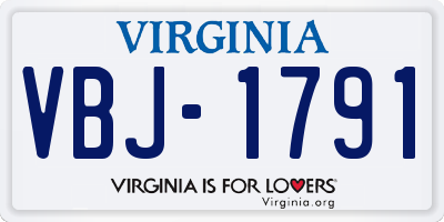 VA license plate VBJ1791