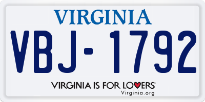 VA license plate VBJ1792