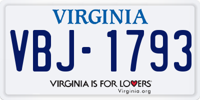 VA license plate VBJ1793