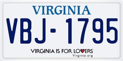 VA license plate VBJ1795