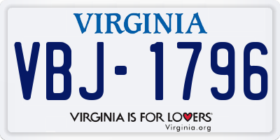 VA license plate VBJ1796