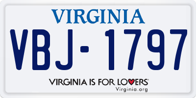 VA license plate VBJ1797