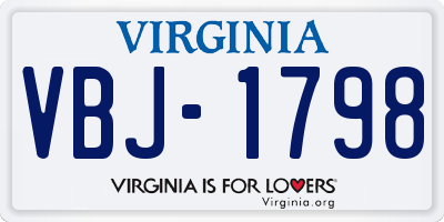 VA license plate VBJ1798