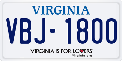 VA license plate VBJ1800