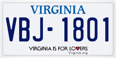 VA license plate VBJ1801