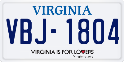 VA license plate VBJ1804