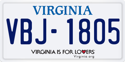 VA license plate VBJ1805