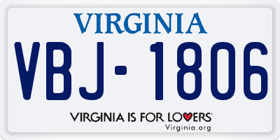 VA license plate VBJ1806