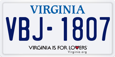 VA license plate VBJ1807