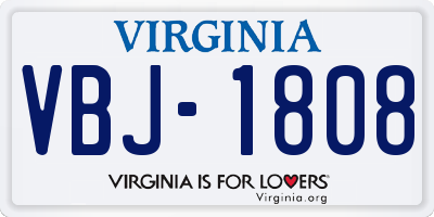 VA license plate VBJ1808
