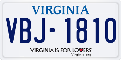 VA license plate VBJ1810