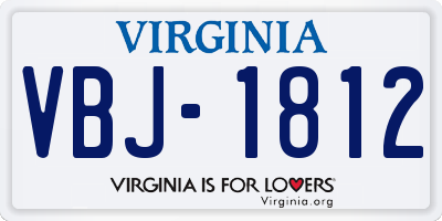 VA license plate VBJ1812