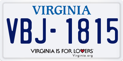 VA license plate VBJ1815