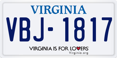 VA license plate VBJ1817