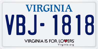 VA license plate VBJ1818