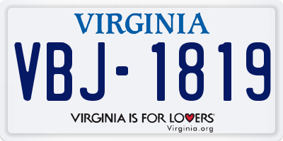 VA license plate VBJ1819