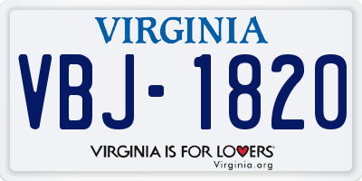 VA license plate VBJ1820