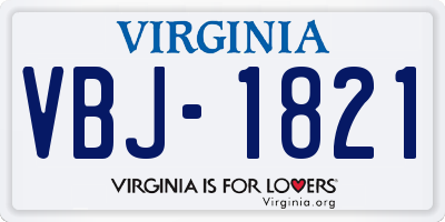 VA license plate VBJ1821