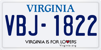 VA license plate VBJ1822