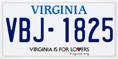 VA license plate VBJ1825