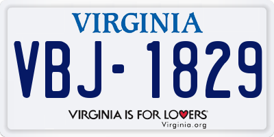 VA license plate VBJ1829
