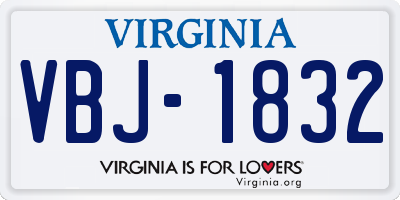 VA license plate VBJ1832