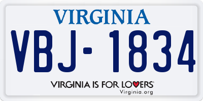 VA license plate VBJ1834