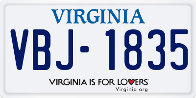 VA license plate VBJ1835